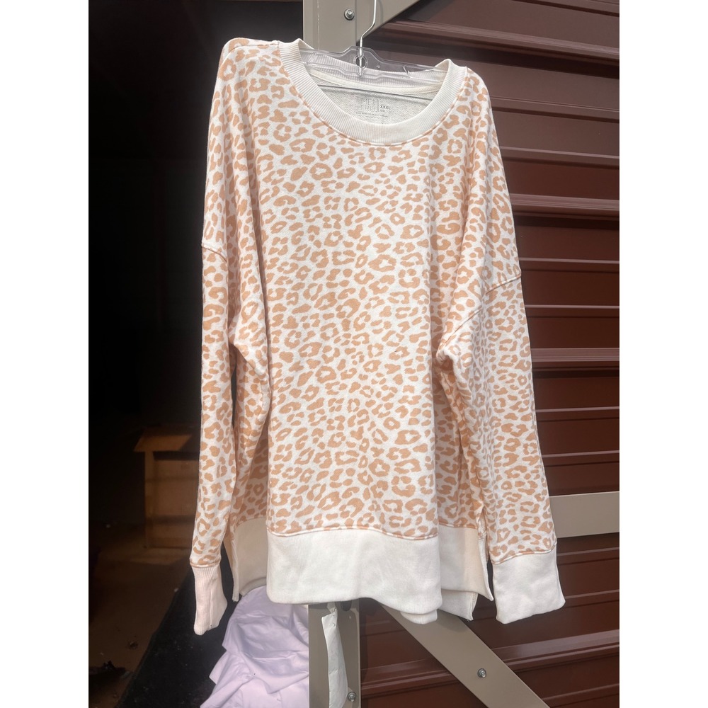 Women's Animal-Print Pullover Sweatshirt - Cream & Tan